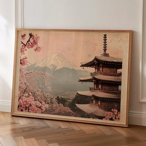 Japanese Landscape Wall Art, Japanese Wall Art, Japandi Wall Art, Japanese Landscape, Japanese Temple Art, Printable Wall Art