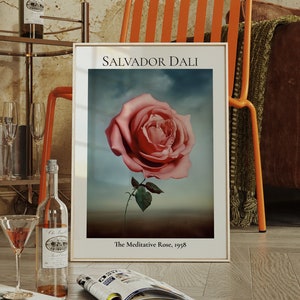 Salvador Dali, Surreal Rose Poster, Salvador Dali Print, Indie Room Decor, Salvador Dali Canvas, Dali Print, Famous Artist Prints