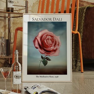 Salvador Dalí, Cartel de la rosa surrealista, Impresión de Salvador Dalí, Decoración de la habitación independiente, Lienzo de Salvador Dalí, Impresión de Dalí, Impresiones de artistas famosos
