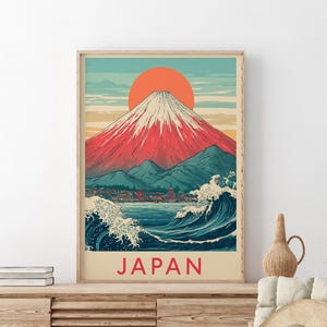 Vintage Japanese Landscape Print, Japanese Woodblock Print, Japanese Wallpaper, Japan Art, Japandi Wall Art, Printable Wall Art