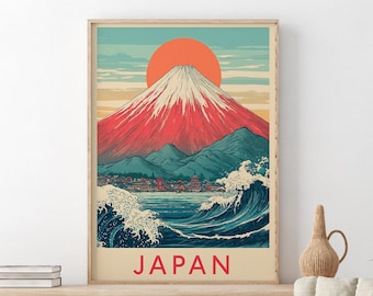 Vintage Mount Fuji Japanese Woodblock Print: Ukiyo-e Landscape (PDF & JPG)