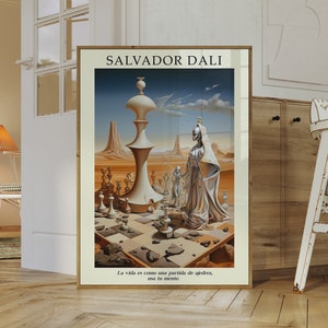 Salvador Dali, Salvador Dali Print, Life is Chess, Surreal Painting, Famous Artist Prints, Dali Art Print, Digital Prints