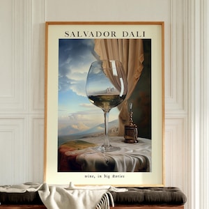 Salvador Dali Wine Poster, Dali Print, Digital Prints, Dali Wall Art, Surreal Salvador Dali Art, Surrealism, Famous Artist Prints