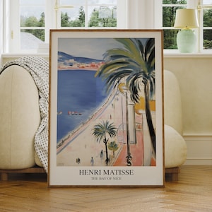 Impresión de Henri Matisse La bahía de Niza, arte costero de la Riviera francesa, póster de paisaje abstracto llamativo, decoración de pared mediterránea moderna