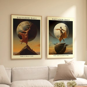Salvador Dali Set of 2 Prints, Digital Download, Exhibition Poster, Art Nouveau Print, Museum Print