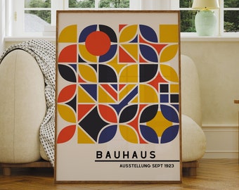 Affiche Bauhaus, milieu du siècle moderne, impression Bauhaus, art mural abstrait, art mural tendance, affiche de l'exposition, téléchargement numérique