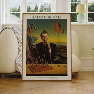 Salvador Dali Portrait, Dali Wall Art, Famous Artist Prints, Salvador Dali Poster, Surrealism, Digital Prints