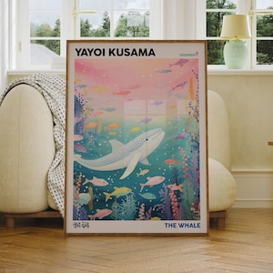 Yayoi Kusama Poster, Yayoi Kusama, Whale Print, Japanese Wall Art, Yayoi Kusama Print, Modern Wall Art, Digital Download