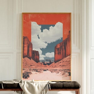 Retro Canyon Print, Southwestern Abstract Landscape Art, Surreal Desert Wall Art, Neutral Travel Decor, Modern Desert Wall Art