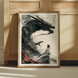 Japanese Dragon Painting, Japanese Art, Asian Wall Art, Japanese Wall Art, Digital Download, Gallery Wall Art, Japan Art