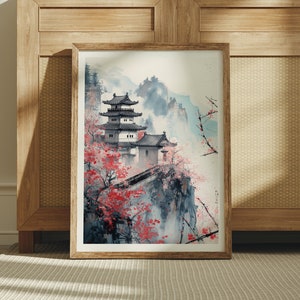Japanese Wall Art, Japanese Temple Art, Downloadable Art, Korean Japanese Art, Japan Wall Art, Japanese Art, Digital Download