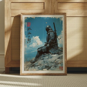 Korean Japanese Art, Japanese Wall Art, A Lonely Soldier Painting, Japan Art, Digital Download, Japanese Prints, Japanese Art