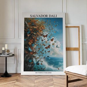 Salvador Dali Butterfly Print, Inspirująca sztuka, Malarstwo Dali, Pobieranie cyfrowe, Wydruki 20x28, Sztuka ścienna do sypialni, Sztuka surrealistyczna