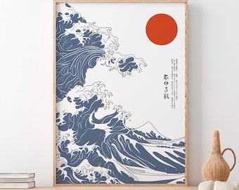 The Great Wave Poster, Hokusai, Japanese Art, Hokusai Print, Japanese Wall Art, Hokusai Poster, Digital Prints