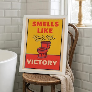 Décoration de salle de bain amusante : impression humoristique sur les toilettes rétro (PDF et JPG)
