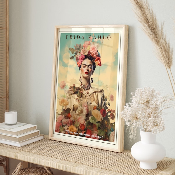 Frida Kahlo Botanical Wall Art, Feminist Art Print, Mexican Art, Teen Girl Room Decor, Digital Prints, Inspirational Quote