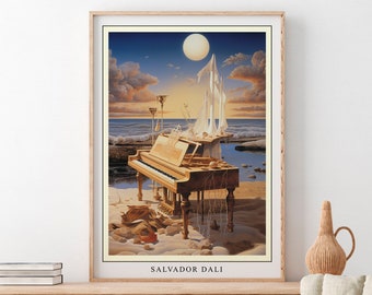 Salvador Dali Surreal Piano Poster, Music Poster, Digital Download