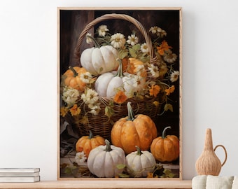 Decorazione autunnale di zucca, arte della parete autunnale, decorazione autunnale rustica, download digitale di arte della parete rustica