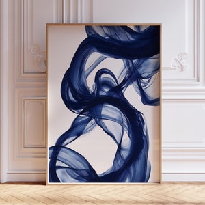 Perfect Blue Minimalist Abstract Lines, Modern Abstract Art Print, Abstract Wave Print, Japandi Wall Art, Printable Wall Art