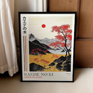 Traditional Japanese Landscape Poster, Japanese Wall Art, Japandi Wall Art, Landscape Prints, Asian Wall Art, Printable Wall Art
