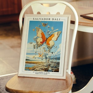 Carta da parati con farfalle Salvador Dali, arte da parete Dali, stampe di artisti famosi, stampe digitali, arte surreale