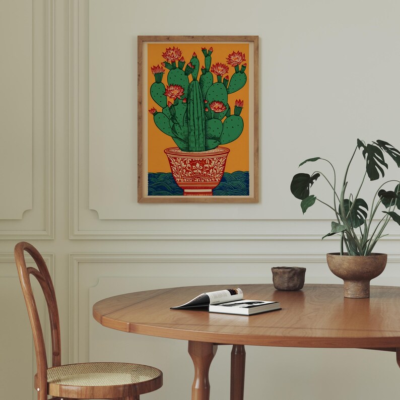 Mexican Folk Art Cactus Print: Boho Desert Wall Decor (digital Download ...