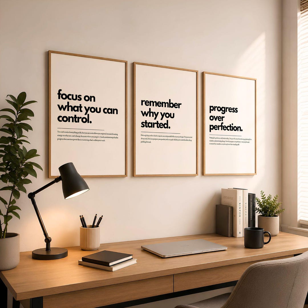 Motivational Quote Print Set of 3, Minimalist Typography (digital ...