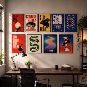 100 motivationsaffischer med motivation, disciplin- och fokustryck, tavelväggsset, utskrivbar modern maskulin väggkonst bild 11