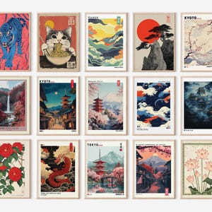 Japanese Wall Art Set of 100 Print, Japandi Wall Art, Japanese Art, Japandi Art, Gallery Wall Set, Digital Prints