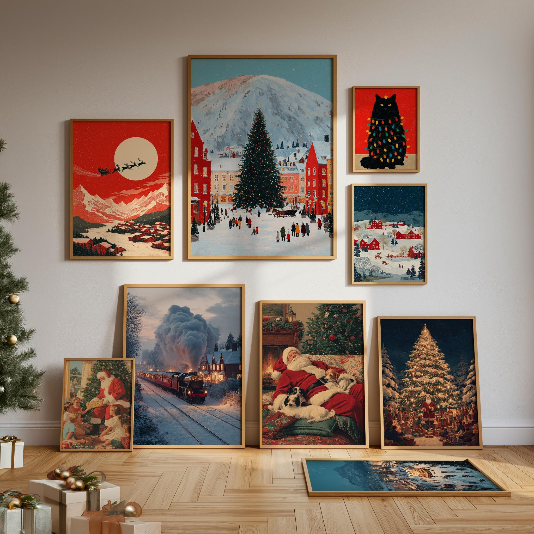 クリスマスプリントウォールアート25枚セット、クリスマスポスター