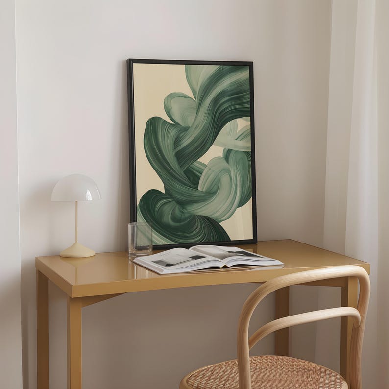 Sage Green Mid Century Modern Wall Art