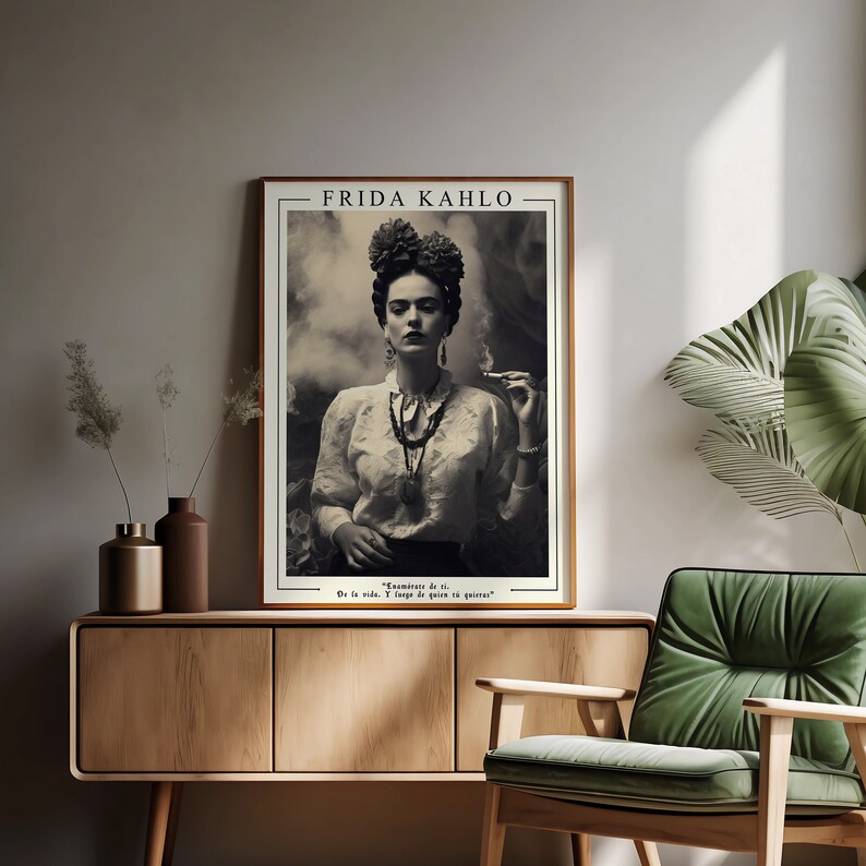 Frida Kahlo Black and White Portrait, Frida Kahlo Photo, Inspirational Quote, Feminist Art Print ...