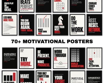 70+ motivationsposters, utskrivbara inspirerande citat och minimalistisk väggkonst för kontoret