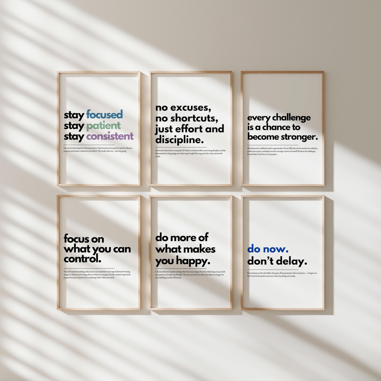 Motivational Posters Set of 50 Prints, Typography Poster, Inspirational ...