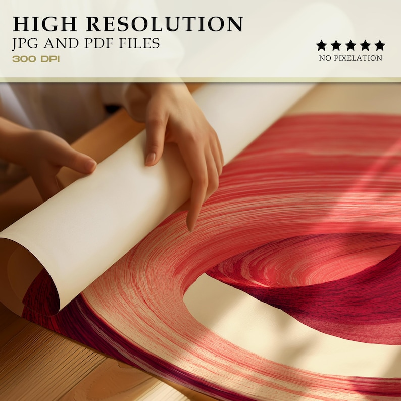 Red Brushstroke Abstract Art Print: Modern Minimalist Wall Decor (PDF ...