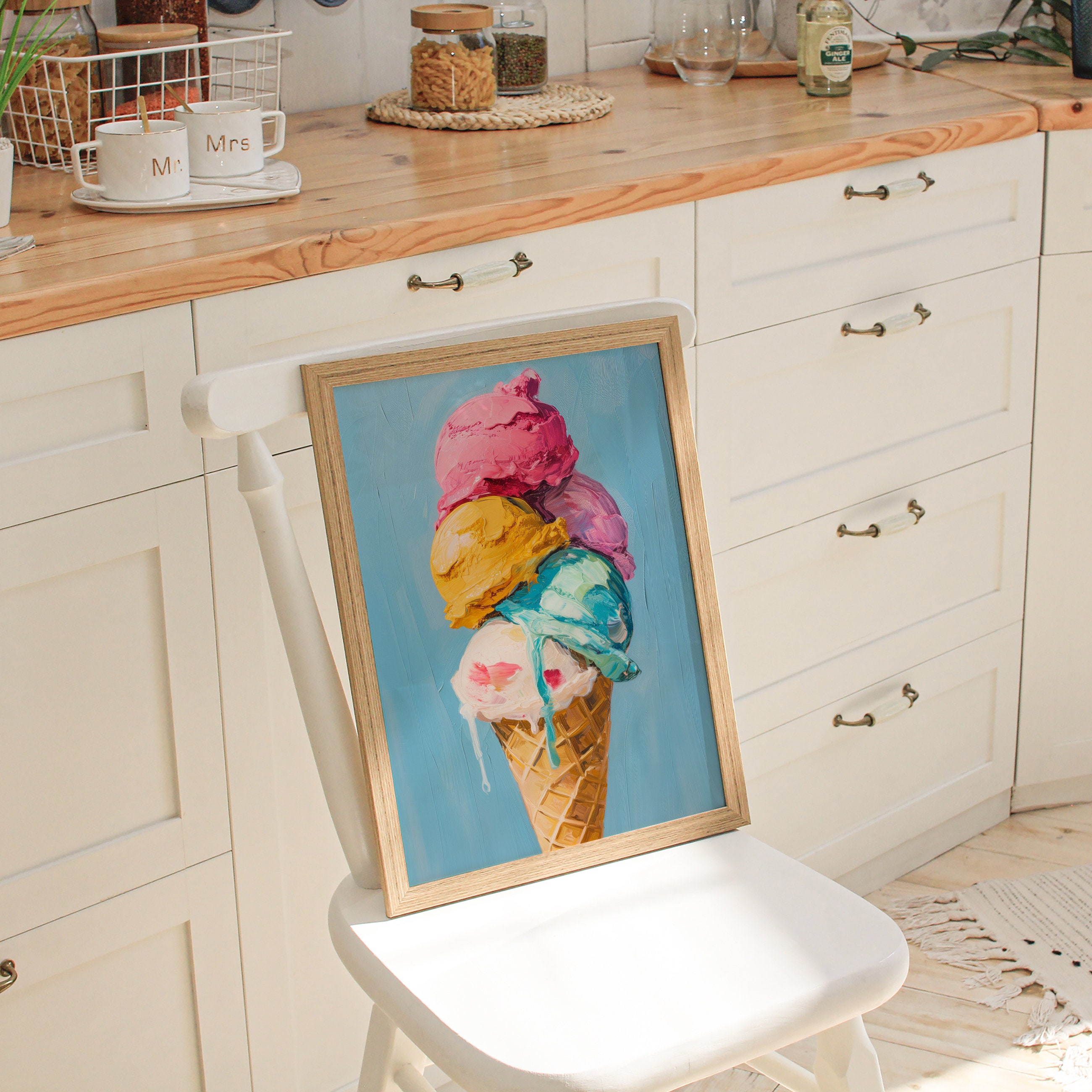 kitchen prints, set of 3 prints colourful kitchen... Colorful Kitchen Art, Kitchen Prints, Ice Cream Print, Digital Download ...