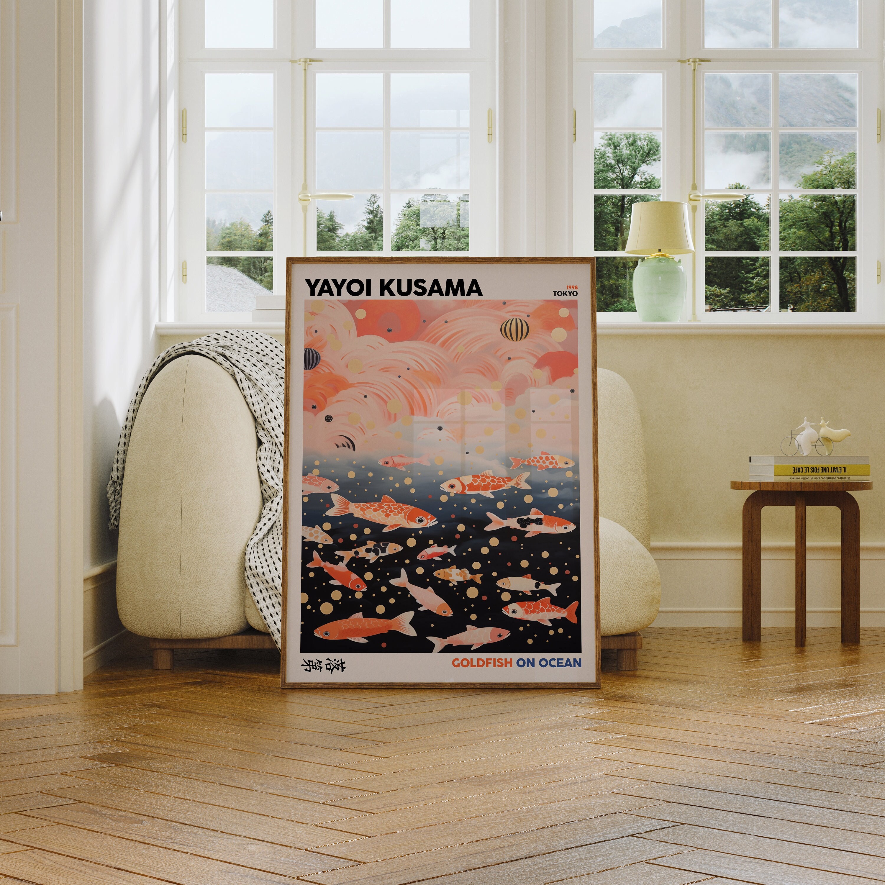 Yayoi Kusama Leinwandbild - Japanische Abstrakte Kunst Für Wohnzimmer 70x110cm