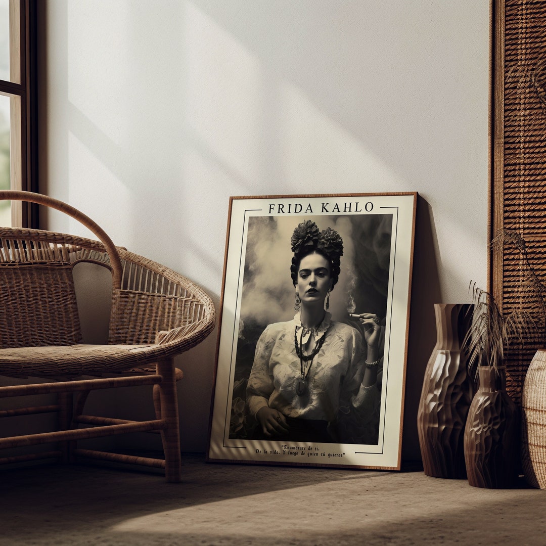 Frida Kahlo Black and White Portrait, Frida Kahlo Photo, Inspirational Quote, Feminist Art Print ...