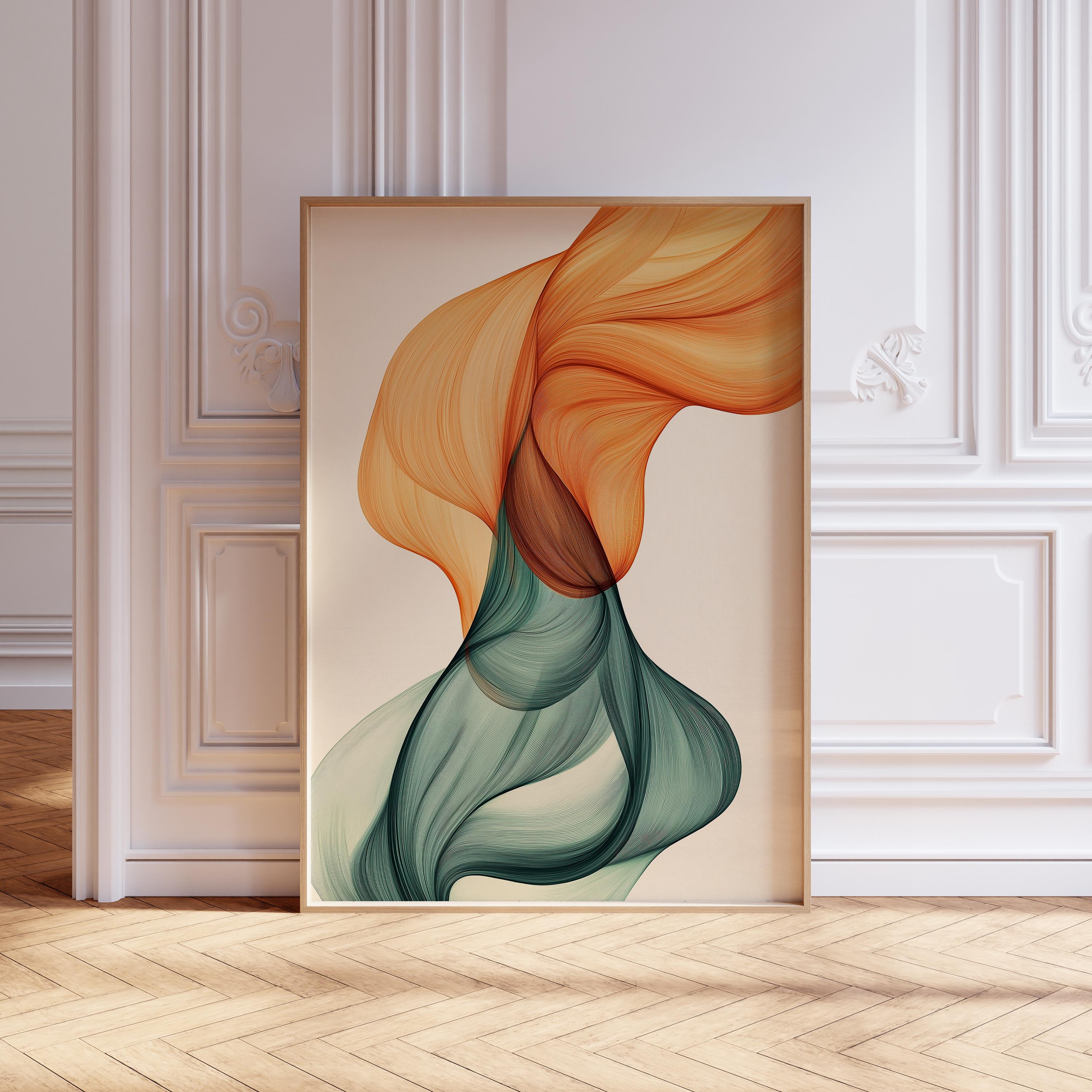 Salbei Grün Gebrannte Orange Moderne Wandkunst, Mid Century moderne Wandkunst, Gebrannte Orange Drucke, druckbare Wandkunst, Wohnzimmer Dekor