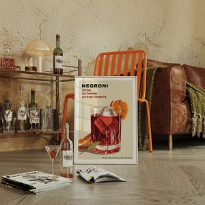 Cocktail Poster, Bar Cart Prints, Cocktail Wall Art, Bar Cart Art