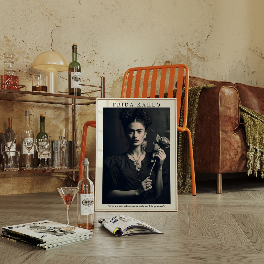 Black and White Portrait of Frida Kahlo, Feminist Art Print, Digital Download, Wall Art, Frida ...