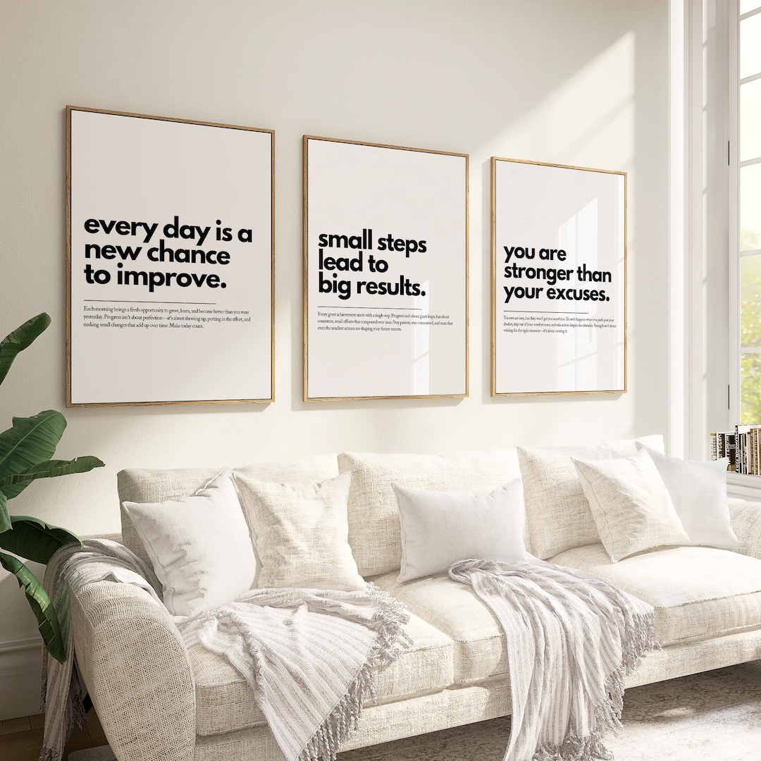 Motivational Poster Set of 3, Uplifting Quote, Minimalist Wall Art ...