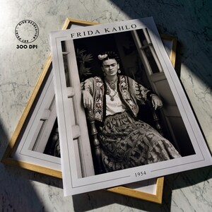 Frida Kahlo, Black and White Poster, Digital Prints, Frida Kahlo Poster, Feminist Art, Frida ...