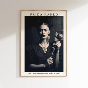 Black and White Portrait of Frida Kahlo, Feminist Art Print, Digital Download, Wall Art, Frida ...