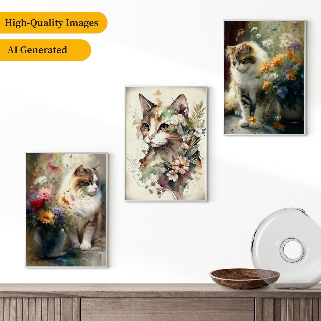 Cat in the Daisies Nursery Wall Art Cat Animal Posters Etsy