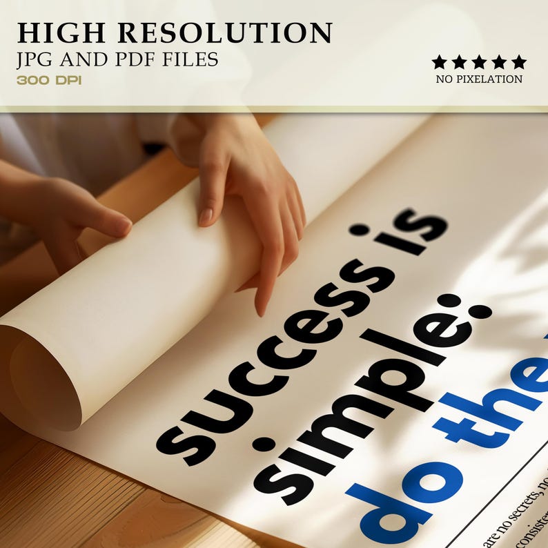 Success is Simple: Do The Work Motivational Poster, Home Office Wall Art, Uplifting Quote Inspirational Art, Printable Wall Art