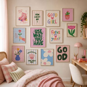 100 Preppy Dopamine Wall Art Set, Coquette Teen Girl Room Decor, Girly Preppy Room Decor, Cool Girls Digital Prints image 3