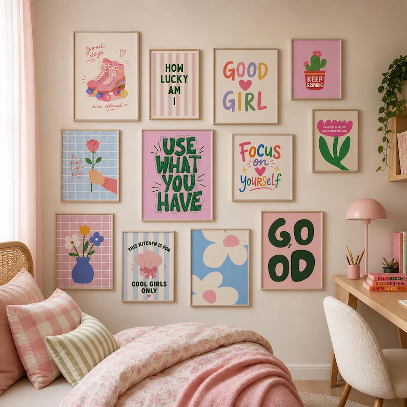 100 Preppy Dopamine Wall Art Set, Coquette Teen Girl Room Decor, Girly Preppy Room Decor, Cool Girls Digital Prints image 3