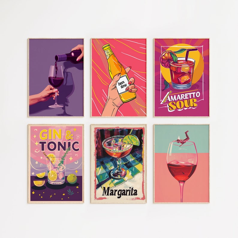 Cocktail Poster, Bar Cart Prints, Cocktail Wall Art, Bar Cart Art