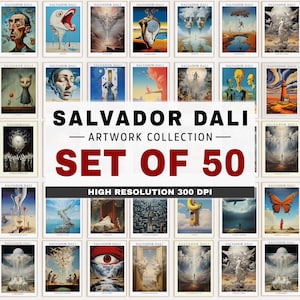 Salvador Dali Set of 50 Art Collection, Digital Download, Gallery Wall Set